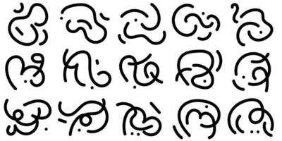 Hand drawn doodle squiggle set element. Vector trendy abstract line, scribble shapes illustration