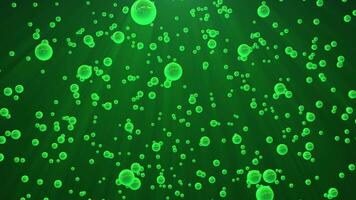 Abstract background with green bubbles in water with acid glow and shine effect , video 4k , 60 fps