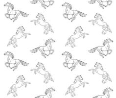 Vector seamless pattern of hand drawn horses