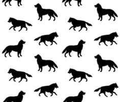 Vector seamless pattern of sketch running husky