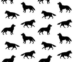 Vector seamless pattern of sketch running husky