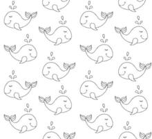 Vector seamless pattern of hand drawn whale