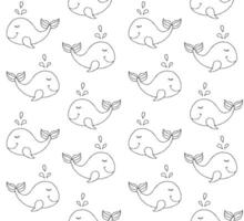 Vector seamless pattern of hand drawn whale