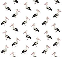 Vector seamless pattern of hand drawn pelican