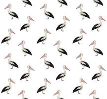 Vector seamless pattern of hand drawn pelican