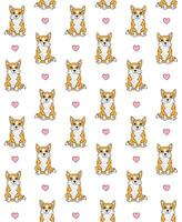 Vector seamless pattern of hand drawn corgi dog