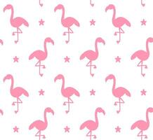 Vector seamless pattern of pink sketch flamingo