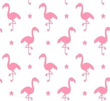 Vector seamless pattern of pink sketch flamingo