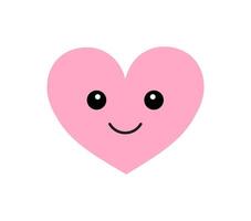 Vector flat cartoon kawaii pink heart with face