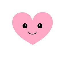 Vector flat cartoon kawaii pink heart with face