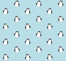 Vector seamless pattern of flat baby penguin