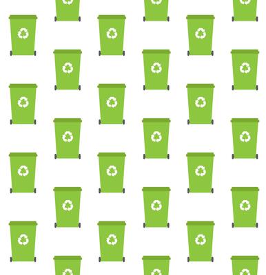 Vector seamless pattern of green Recycle Bin