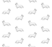 Vector seamless pattern of hand drawn corgi dog