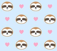 Vector seamless pattern of flat sloth face
