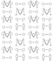 Vector equestrian seamless pattern of horse bits