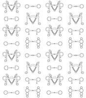 Vector equestrian seamless pattern of horse bits