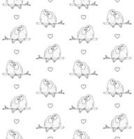 Vector seamless pattern of hand drawn lovebirds