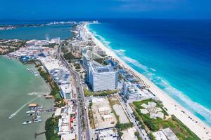 Aerial view of Cancun Hotel Zone, Mexico photo