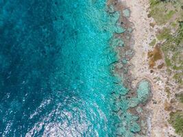 Aerial view of caribbean sea in Cozumel, Mexico photo