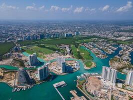 Aerial view of Puerto Cancun, Mexico photo