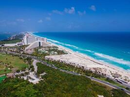 Drone view of Cancun Hotel Zone photo