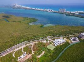 aerial view from Punta Nizuc, Cancun Hotel Zone, Mexico photo