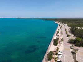 Aerial view of Malecon Tajamar in Cancun, Mexico photo