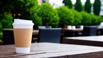 AI generated coffee cup mockup design, coffee cup mockup on coffee beans, hot coffee background, blank coffee cup mockups, paper coffee bags photo