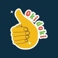 Agree hand gesture sign in retro style vector