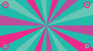 Trendy retro y2k background with sunburst vector