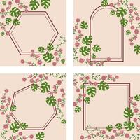 Pink floral frame background template vector