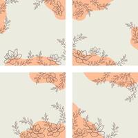 Botanical background template set for social media vector