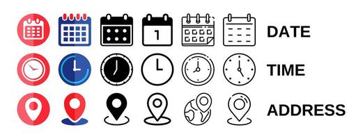 Date, Time, Address or Place Icons Symbol 09 vector