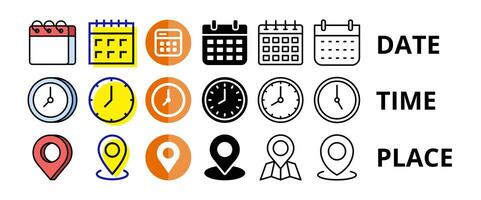 Date, Time, Address or Place Icons Symbol 08 vector