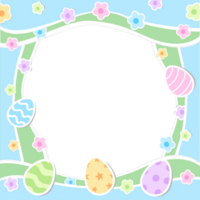 Blank transparent easter frame with Easter eggs and flower for text placement, decoration, copy space in pastel color png