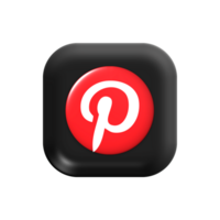 Pinterest icon on a black and red square png