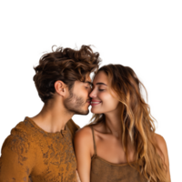 AI generated Romantic couple embracing on transparent background png