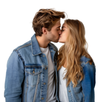 AI generated Young couple with denim clothing on a transparent background png