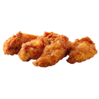 ai generado cuatro piezas de frito pollo en un blanco antecedentes png