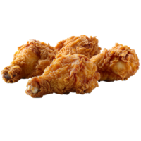 ai generado cuatro piezas de frito pollo en un blanco antecedentes png