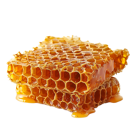 AI generated Two pieces of honeycomb with honey dripping from them png