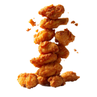 AI generated A stack of fried chicken pieces on top of each other png