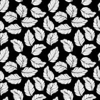 seamless pattern with stylized leaves in black and white vector