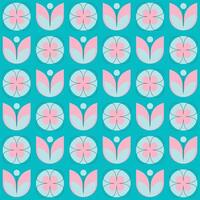 Geometric seamless pattern of plants and flowers. Flowers and leaves background design. vector