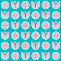 Geometric seamless pattern of plants and flowers. Flowers and leaves background design. vector