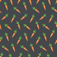 Seamless pattern with carrots on a dark gray background. vector