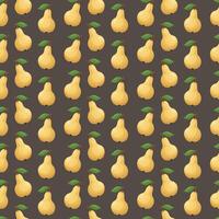 Seamless pattern with yellow pears in flat style on a dark background. Wallpaper for the kitchen, prints for kitchen towels and tablecloths vector