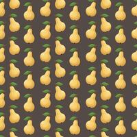 Seamless pattern with yellow pears in flat style on a dark background. Wallpaper for the kitchen, prints for kitchen towels and tablecloths vector