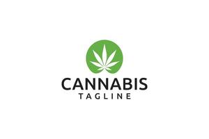 Green silhouette cannabis health logo vector