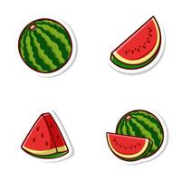 set vector cute cartoon of slice and single watermelon isolated